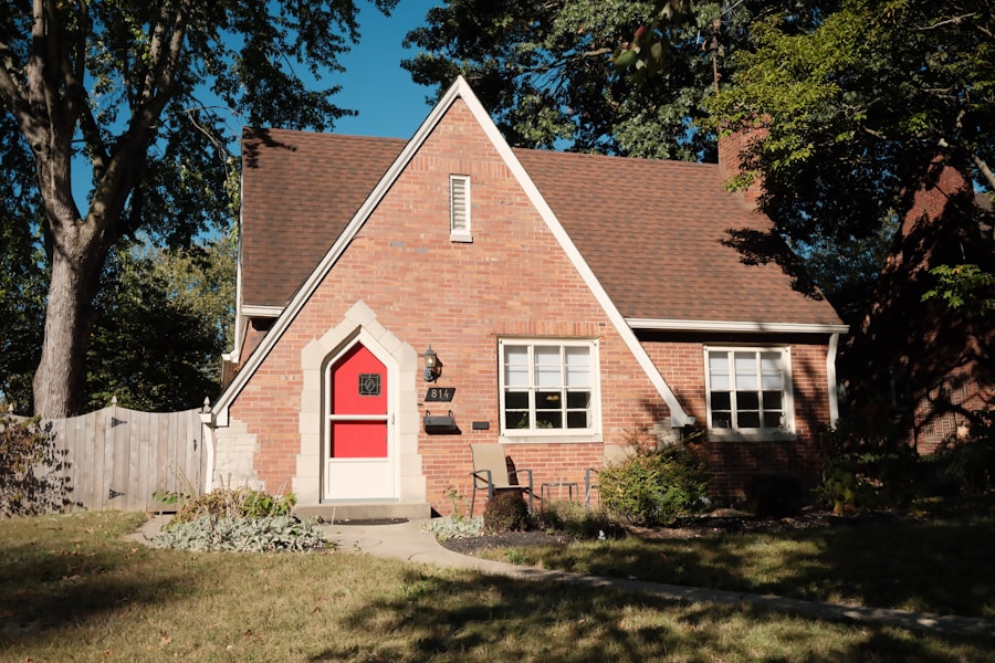 Bold Red Entry Door on a Brick Colonial